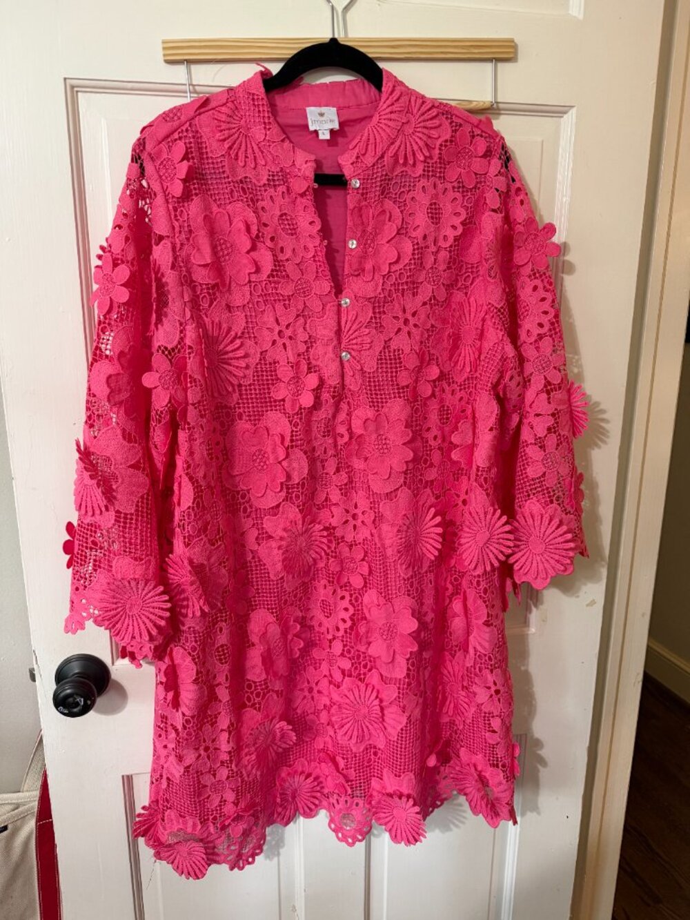J.Marie Seraphina Pink 3D Lace Pink Floral Shift Dress Size L Large NWOT